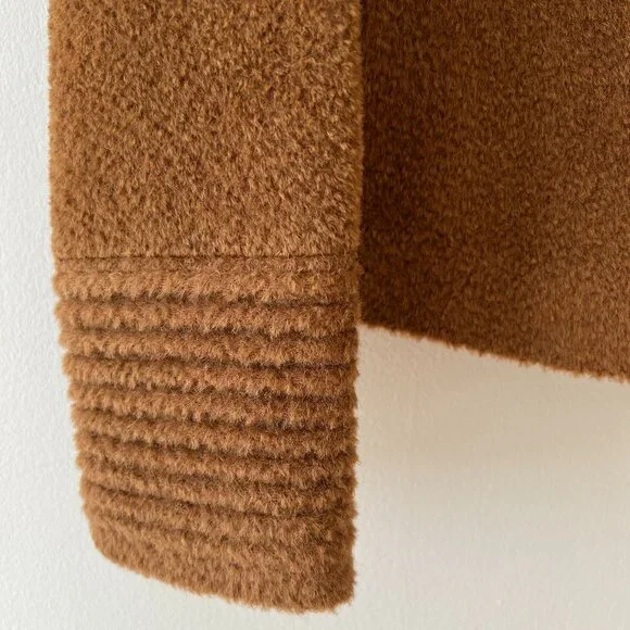 Sentaler Bouclé Alpaca Moto Jacket Signature Double Collar - Dark Camel - Small